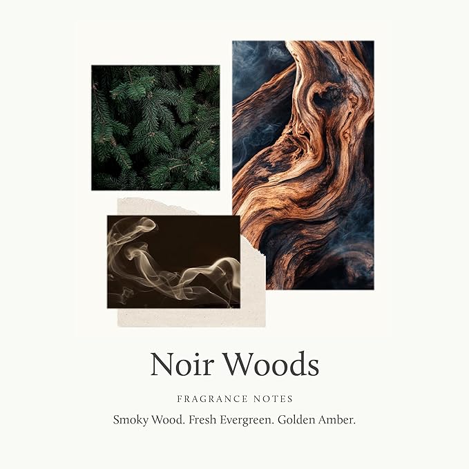 Thymes Petite Oil Reed Diffuser Set – Includes Reeds, Fragrance Oil & Glass Bottle – Luxury Scent Diffusers for Home Decor –Fresh Evergreen, Smoky Wood & Golden Amber (Noir Woods, 4 fl oz)