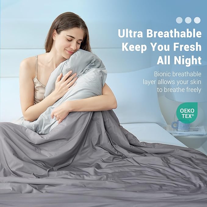 Elegear Cooling Comforter Queen Size Absorb Body Heat to Keep Cool, Double-Sided Cooling Blanket for Hot Sleeper Arc-Chill Cool Fabric Q-Max>0.5, Lightweight Summer Comforter Ice Blanket,Gradient Gray