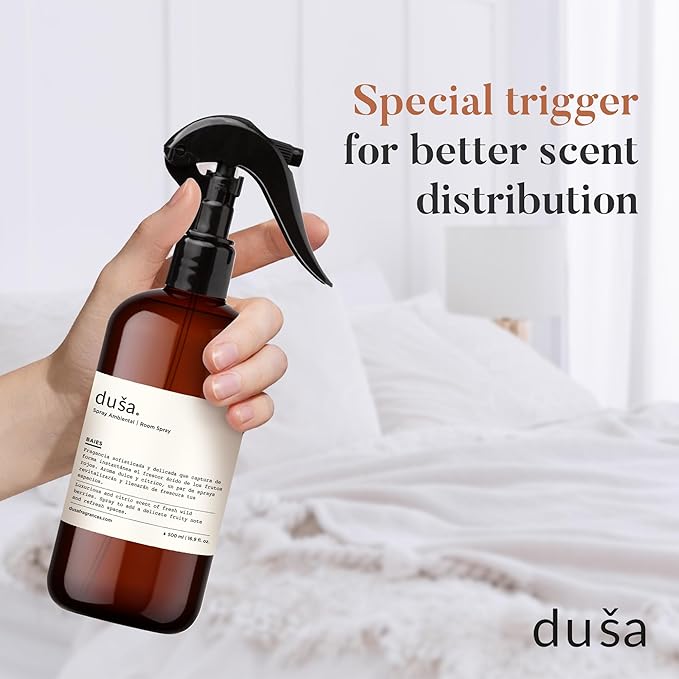 Dusa Baies Room Spray - 16.9 fl oz - Ultimate Home Fragrance, Bed Room Essentials & Soothing Fabric - Natural Air Freshener & Linen Mist for Home - Eco-Friendly Odor Eliminator w/Aromatherapy
