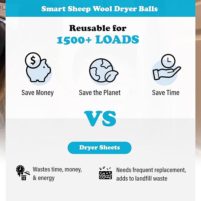 Smart Sheep 3-Pack - XL Premium Natural Wool Dryer Balls - Award-Winning - Replaces Dryer Sheets - Laundry Balls (Black Marching Penguins)