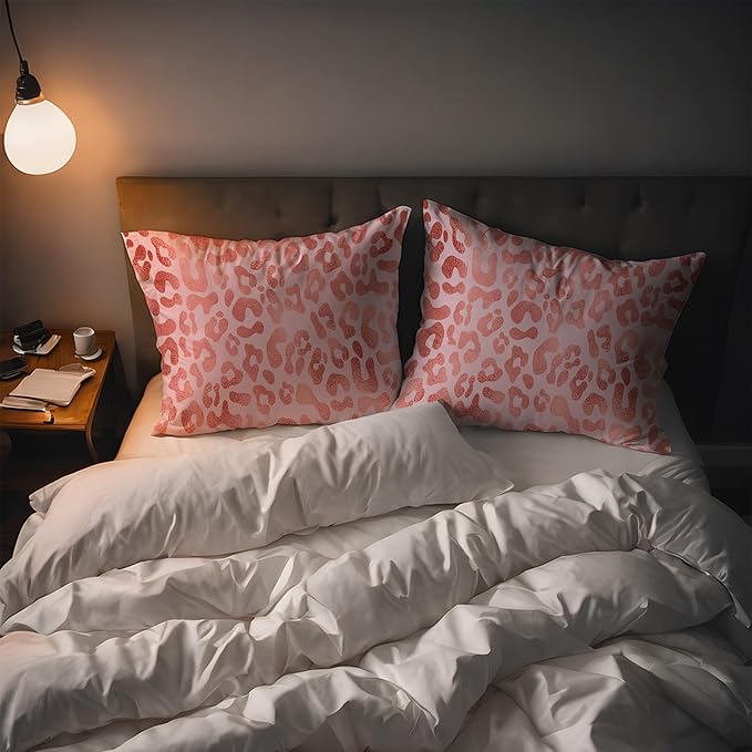 1 Pack Pink Spotted Leopard Print Satin Pillowcase Similar to Silk Pillow Cases for Hair and Skin, Soft Smooth Breathable Cool Pillow Cases, with Hidden Zipper King Size 20" x 36"