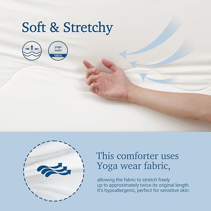 Hotel Grand Cooling Comforter for Hot Sleepers, Cooling Blankets King Size, Q-Max>0.4, Breathable and Soft, Lightweight Blankets for Summer (White, 106"x90", Packed with Cooling Pillowcase)