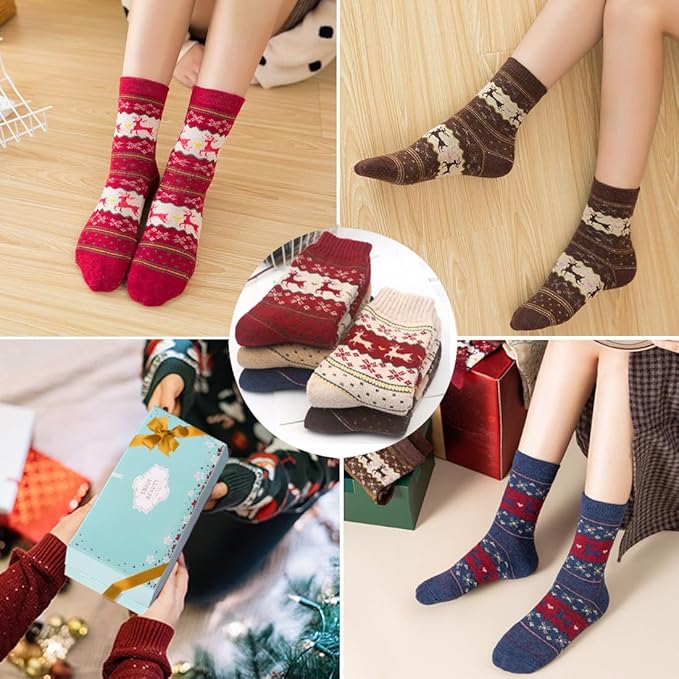 SISOSOCK 5 Pairs Fuzzy Soft Cozy Fluffy Socks for Women, Casual Thick Plush Comfy Sleep Socks, Warm Winter Gifts for Women