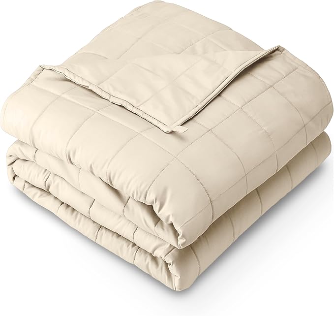 Bare Home Weighted Blanket King Size 25lb (80" x 87") for Adults - All-Natural 100% Cotton - Premium Heavy Blanket Nontoxic Glass Beads (Sand, 80"x87")