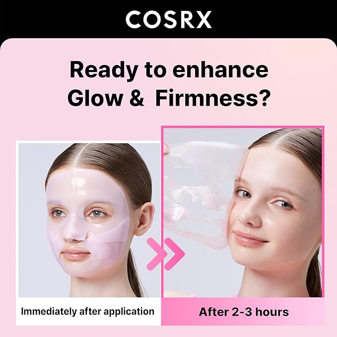 COSRX Pink Peptides Collagen Lifting Glow Hydrogel Face Masks Skincare 3 EA, Collagen Face Mask, Travel Essentials, Overnight Face Mask, Korean SkinCare, Stocking stuffers for women