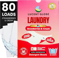 Lucent Globe Laundry Detergent Sheets. Pre-Measured Laundry Sheets. Powerful Stain Removal. Works in All Clothes Washers. (1 Pack - 80 Washes, Strawberries & Cream)
