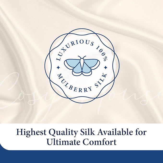 Cosy House Collection 100% Silk Pillowcase - Pure Mulberry Silk - Cooling, Breathable, 22 Momme 6A High-Grade Fibers + Hidden Zipper Closure (King, Black)