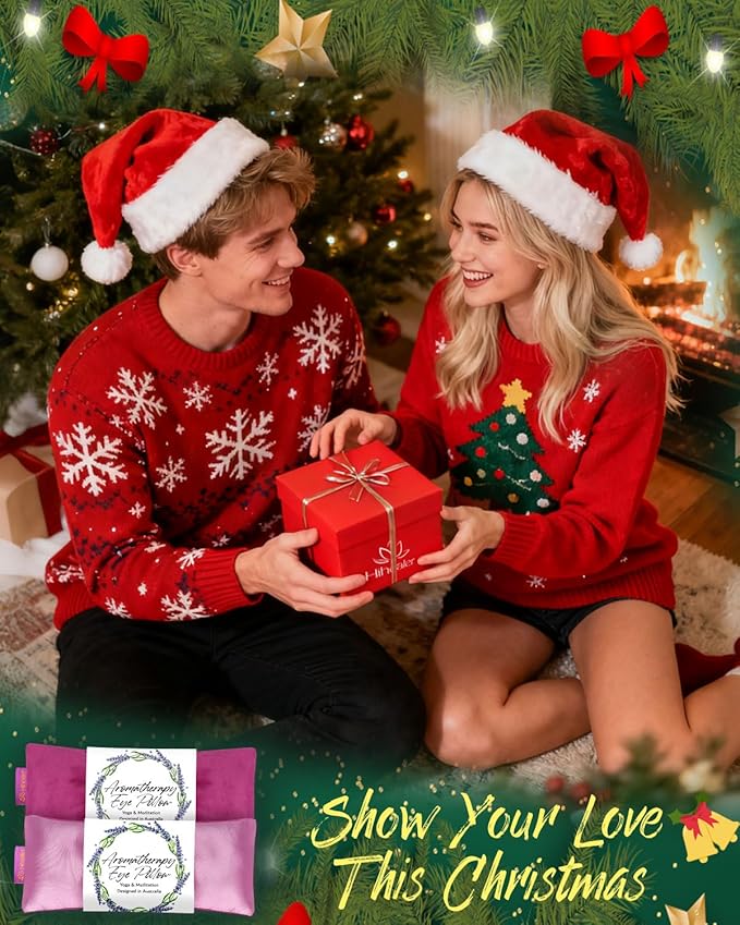 Weighted Eye Mask for Sleep, Yoga, Meditation, Lavender Eye Pillow Heated for Headache, Sinus, Dry Eyes Relief, Moist Heat Mask Purple Relaxation Gifts for Women (Purplex2)