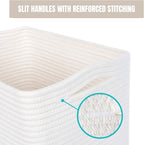 MINTWOOD Design Storage Basket for Shelves, Decorative Baskets for Organizing, Book Basket, Storage Cube Bin Box, Woven Closet Organizer, Pantry Closet and Shoe Basket, Creamy White