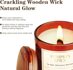 Fall Candle Gift Set –2 Pack Wood Wick Pumpkin Spice Scented Candles,22.6 oz Natural Soy Wax Candles with Gift Box,Long Lasting Autumn Candles for Home Decor,Thanksgiving & Halloween Gifts for Women