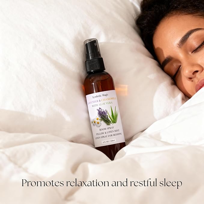 Symbolic Magic Lavender Essential Oil Room Spray - Linen Spray for Bedding, Sleep, Pillow, Bed, Aromatherapy Oils for Sleep and Pillows, Calming Mist with Chamomile and Aloe Vera