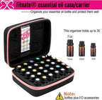 FITNATE Essential Oils Storage Case - 30 Bottle Capacity, Travel-Friendly with Bottle Opener & Young Living Labels (Pink)