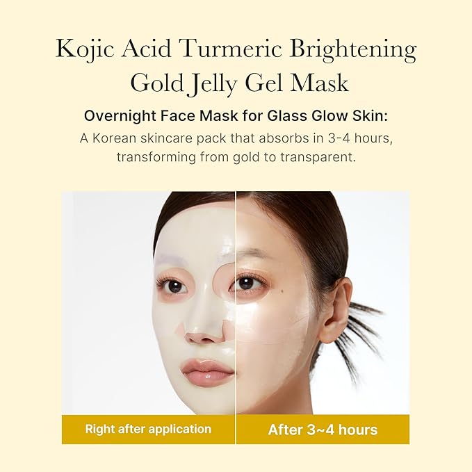 medicube Kojic Acid Turmeric Brightening Gold Jelly Gel Mask | Overnight Face Mask for Glass Glow Skin- Elasticity, Hydrating, Firming and Moisturizing | Korean Skincare, 28g x 4ea