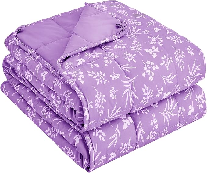 yescool Weighted Blanket for Adults (15 lbs, 48" x 72", Mauve) Cooling Heavy Blanket for Sleeping Perfect for 140-160 lbs, Twin Size Breathable Blanket with Premium Glass Bead, Machine Washable