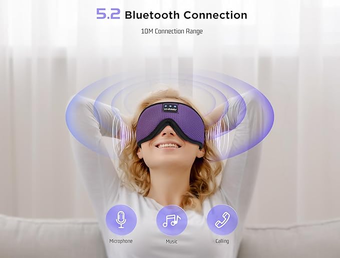 LC-dolida Sleep Mask with Bluetooth Headphones Bluetooth Sleep Mask Sleep Headphones,3D Eye Mask for Sleeping Mask Music Sleeping Headphones for Side Sleepers Meditation Gifts Gadgets for Men Women