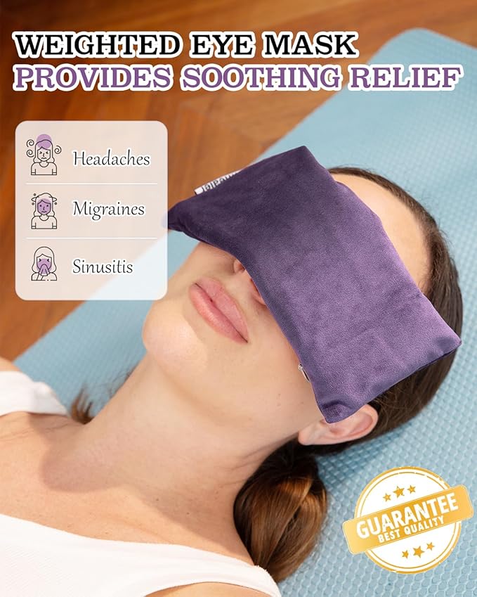 Weighted Eye Mask for Sleep, Yoga, Meditation, Lavender Eye Pillow Heated for Headache, Sinus, Dry Eyes Relief, Moist Heat Mask Purple Relaxation Gifts for Women (Purplex4)