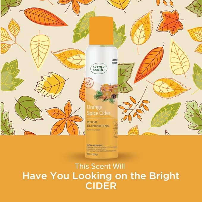 Citrus Magic Limited Edition Natural Odor Eliminating Air Freshener Spray, Orange Spice Cider, 3-Ounce, Pack of 3
