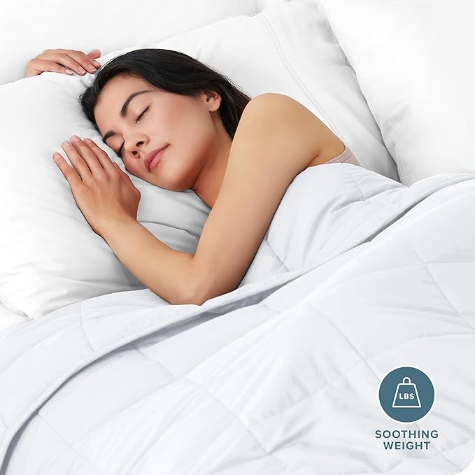 Bare Home Weighted Blanket King Size 30lb (80" x 87") for Adults - All-Natural 100% Cotton - Premium Heavy Blanket Nontoxic Glass Beads (White, 80"x87")