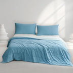 Hotel Grand Cooling Comforter for Hot Sleepers, Cooling Blankets Full/Queen Size, Q-Max>0.4, Breathable and Soft, Lightweight Blankets for Summer (Blue, 90"x90", Packed with Cooling Pillowcase)