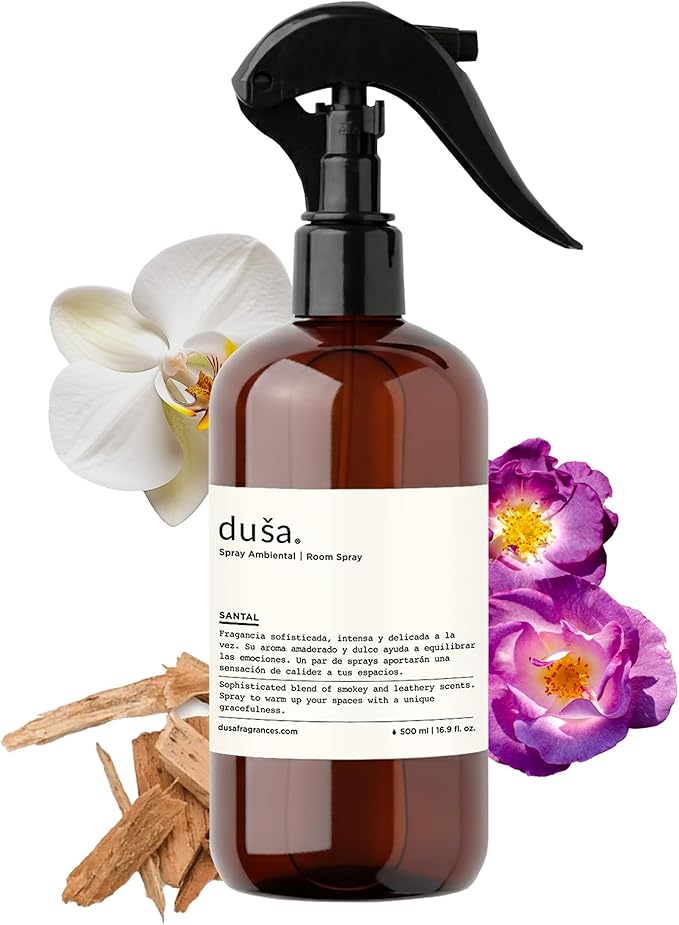 Dusa Santal Room Spray - 16.9 fl oz - Ultimate Home Fragrance, Bed Room Essentials & Soothing Fabric - Natural Air Freshener & Linen Mist for Home - Eco-Friendly Odor Eliminator w/Aromatherapy