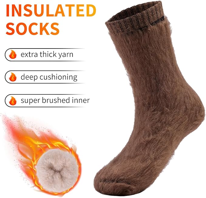 ICEIVY Thermal Slipper Socks, Thick Grip Hospital Plush Slipper Grip Socks Women Winter Soft Warm Cozy Socks 4 Pairs