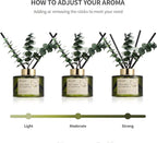 Airkeep Reed Diffuser Set with 6.76 fl oz Wild Mint & Eucalyptus Scent Essential Oils and 3 Leaves & 8 Diffuser Sticks,Bathroom Shelf Decor & Air Freshener, House Bedroom Office Decor & Gifts