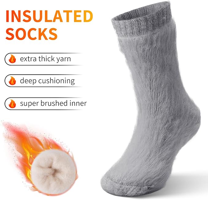 ICEIVY Thermal Slipper Socks, Thick Grip Hospital Plush Slipper Grip Socks Women Winter Soft Warm Cozy Socks 4 Pairs