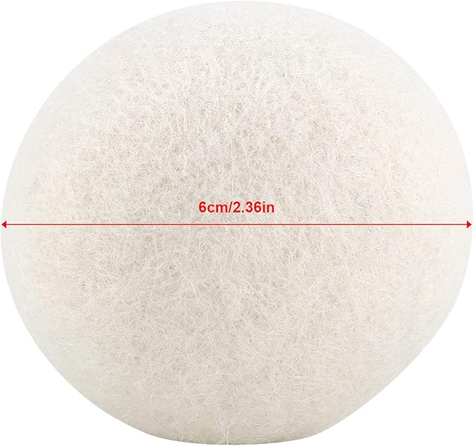 6 Pack 6cm Wool Dryer Balls Reusable Fabric Softener & Static Reducer for Laundry Natural Felted Drying Balls to Speed Up Drying Soften Clothes Reduce Wrinkles & Noise