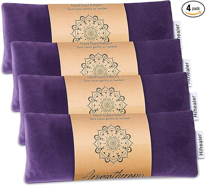 Weighted Eye Mask for Sleep, Yoga, Meditation, Lavender Eye Pillow Heated for Headache, Sinus, Dry Eyes Relief, Moist Heat Mask Purple Relaxation Gifts for Women (Purplex4)
