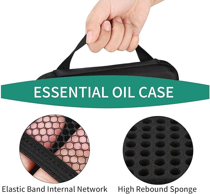 63 Slots Essential Oil Carrying Case, 1-3ml vial portable Essential Oil Storage Bag Case Box, Hard EVA Shell Impact and Leak Proof Large Capacity Organizer with Carrying Handle (Orange)