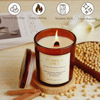 Fall Candle Gift Set –2 Pack Wood Wick Pumpkin Spice Scented Candles,22.6 oz Natural Soy Wax Candles with Gift Box,Long Lasting Autumn Candles for Home Decor,Thanksgiving & Halloween Gifts for Women