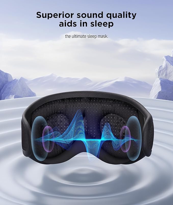 LC-dolida Sleep Mask with Bluetooth Headphones Bluetooth Sleep Mask Sleep Headphones,3D Eye Mask for Sleeping Mask Music Sleeping Headphones for Side Sleepers Meditation Gifts Gadgets for Men Women