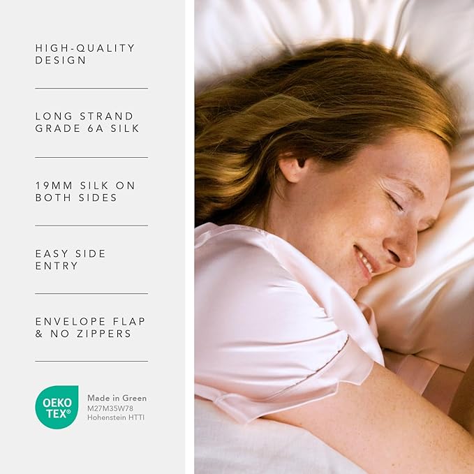 Fishers Finery 19mm 100% Pure Mulberry Silk Pillowcase, Quality Tested (Dark Green, Q)