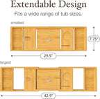 Wooden Bathtub Tray - Foldable Expandable Bamboo Bath Tray for Tub with Wine Holder, Book & Tablet Stand - Bath Caddy for Bathtub, Spa Bath Accessories for Women, Tub Tray Table, Gift for Her or Him
