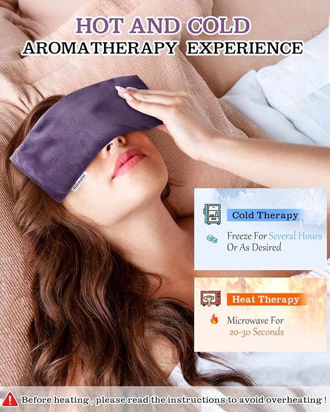 Weighted Eye Mask for Sleep, Yoga, Meditation, Lavender Eye Pillow Heated for Headache, Sinus, Dry Eyes Relief, Moist Heat Mask Purple Relaxation Gifts for Women (Purplex4)