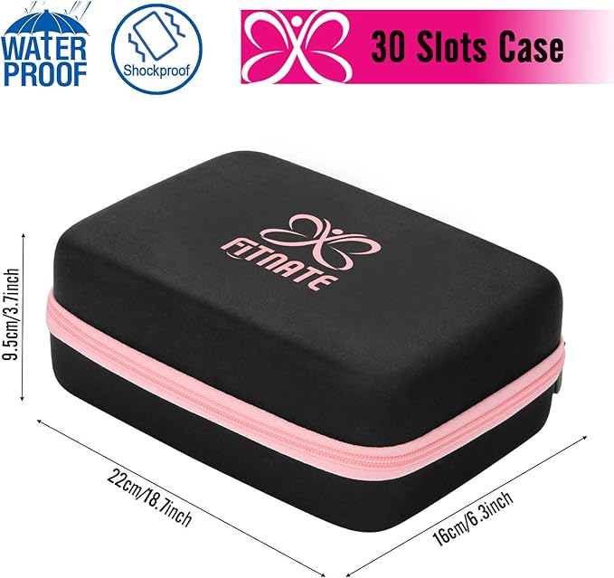 FITNATE Essential Oils Storage Case - 30 Bottle Capacity, Travel-Friendly with Bottle Opener & Young Living Labels (Pink)