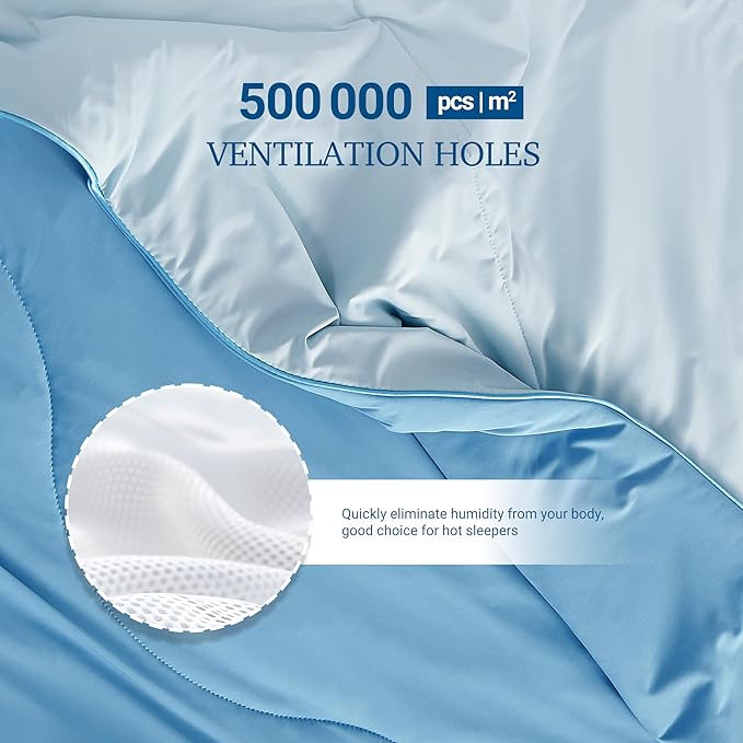 Hotel Grand Cooling Comforter for Hot Sleepers, Cooling Blankets King Size, Q-Max>0.4, Breathable and Soft, Lightweight Blankets for Summer (Blue, 106"x90", Packed with Cooling Pillowcase)