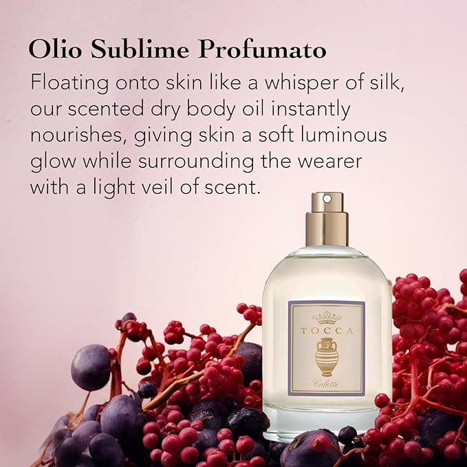 Tocca Colette Scented Dry Body Oil, 3.4 Fl Oz - Olio Sublime Profumato Body Fragrance, Warm Floral, Bergamot, Sandalwood, Pink Peppercorn