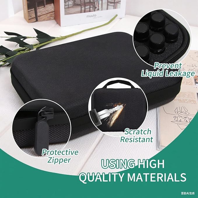 63 Slots Essential Oil Carrying Case, 1-3ml vial portable Essential Oil Storage Bag Case Box, Hard EVA Shell Impact and Leak Proof Large Capacity Organizer with Carrying Handle (Black)