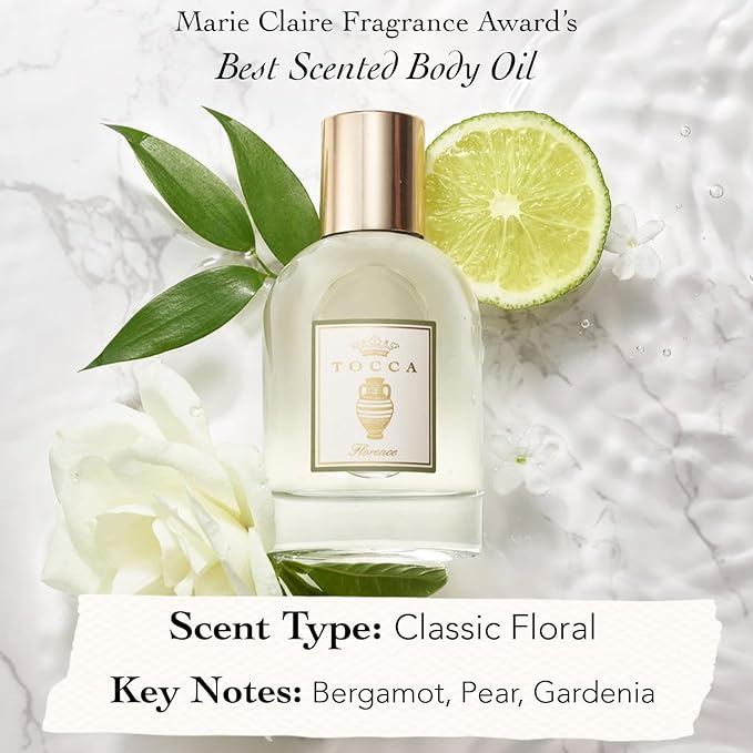 Tocca Florence Scented Dry Body Oil, 3.4 Fl Oz - Olio Sublime Profumato Body Fragrance Featuring Bergamot, Pear & Gardenia