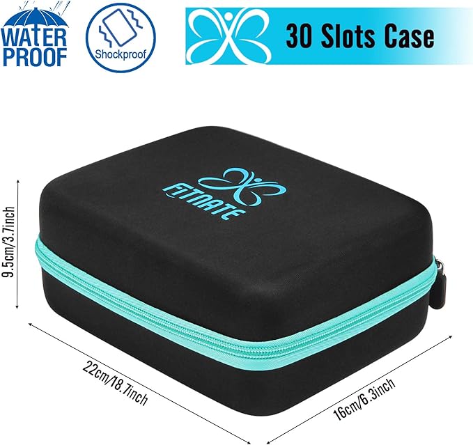 FITNATE Essential Oils Storage, Essential Oils Carrying Case for 30 Bottles, Hold Up to 5ml,10ml, 15 ml Essential Oils with Bottle Opener, Bottle Cap Labels,(Sky Blue)