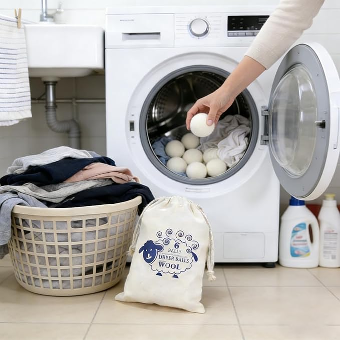 6pc Wool Dryer Balls, Dryer Balls for Laundry, Reusable Wool Dryer Balls