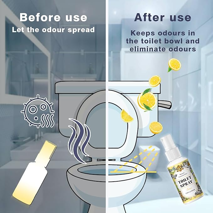 SCENTORINI Toilet Spray for Poo Odor Eliminator, Travel Size 6 Pack, Air Freshener Spray for Bathroom, 2 Lemon & 2 Lavender & 2 Mint, 1 oz Bottles