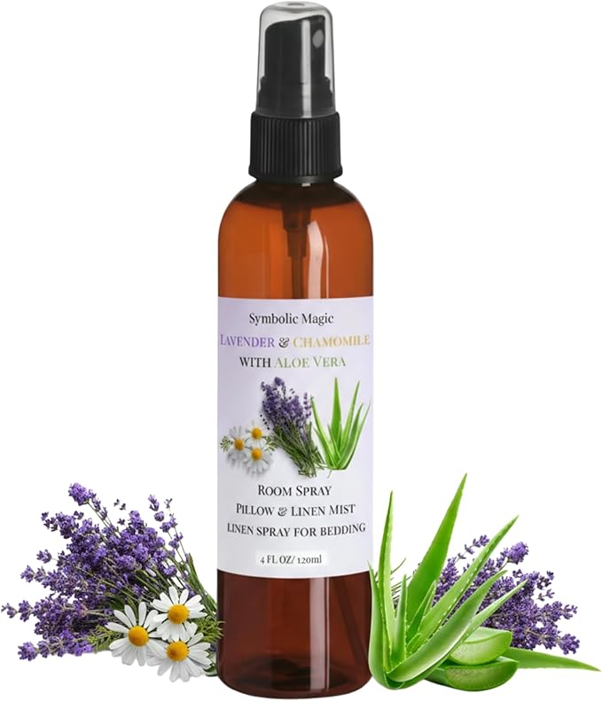 Symbolic Magic Lavender Essential Oil Room Spray - Linen Spray for Bedding, Sleep, Pillow, Bed, Aromatherapy Oils for Sleep and Pillows, Calming Mist with Chamomile and Aloe Vera
