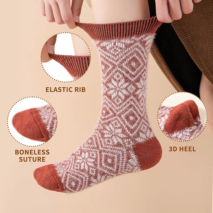 SISOSOCK 5 Pairs Fuzzy Soft Cozy Fluffy Socks for Women, Casual Thick Plush Comfy Sleep Socks, Warm Winter Gifts for Women