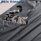 Cooling Comforter Queen Size, Double-Sided Cold Tech Fabric Quilted Bed Comforters Cooling Blanket for Hot Sleepers, Breathable Lightweight Summer Bedding, All-Season Ice Blanket, Dark Gray