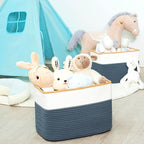 MINTWOOD Design Storage Basket for Shelves, Decorative Baskets for Organizing, Book Basket, Storage Cube Bin Box, Woven Closet Organizer, Pantry Closet and Shoe Basket, Prussian Blue