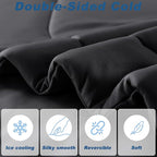 Cooling Comforter King Size, Double-Sided Cold Tech Fabric Quilted Bed Comforters Cooling Blanket for Hot Sleepers, Breathable Lightweight Summer Bedding, All-Season Ice Blanket, Black