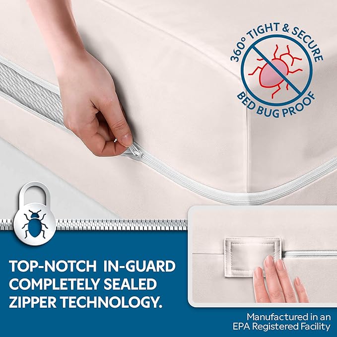 Guardmax Jersey Knitted Sleeper Sofa Zippered Mattress Encasement - Waterproof & Bed Bug Proof Mattress Protector - Comfortable, Soft, and Noiseless Zippered Bedding - Dust Mite Proof (60 x 72 x 5)