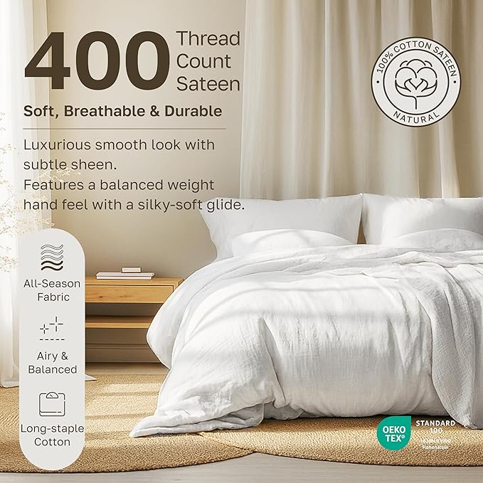 California Design Den Queen Sheet Set - Soft 400 Thread Count Sateen, Natural 100% Cotton Sheets for Queen Size Bed, Deep Pockets for a Snug Fit, Durable Bedding Set - Peacock Blue